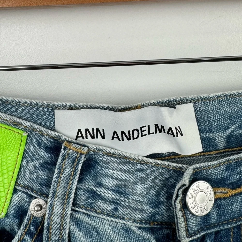 Ann Andelman Women Lizard‎ Patch Denim Jeans Size 24